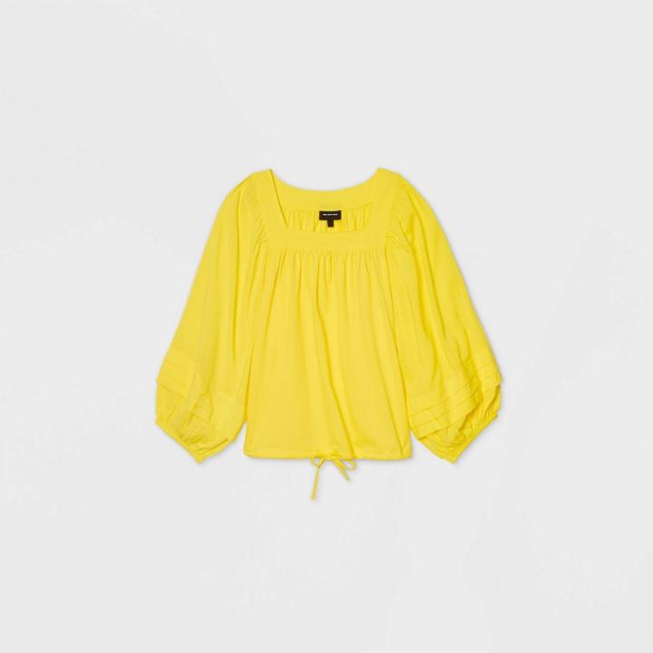 Women's Raglan Long Sleeve Square Neck T-shirt - Who What Wear Yellow