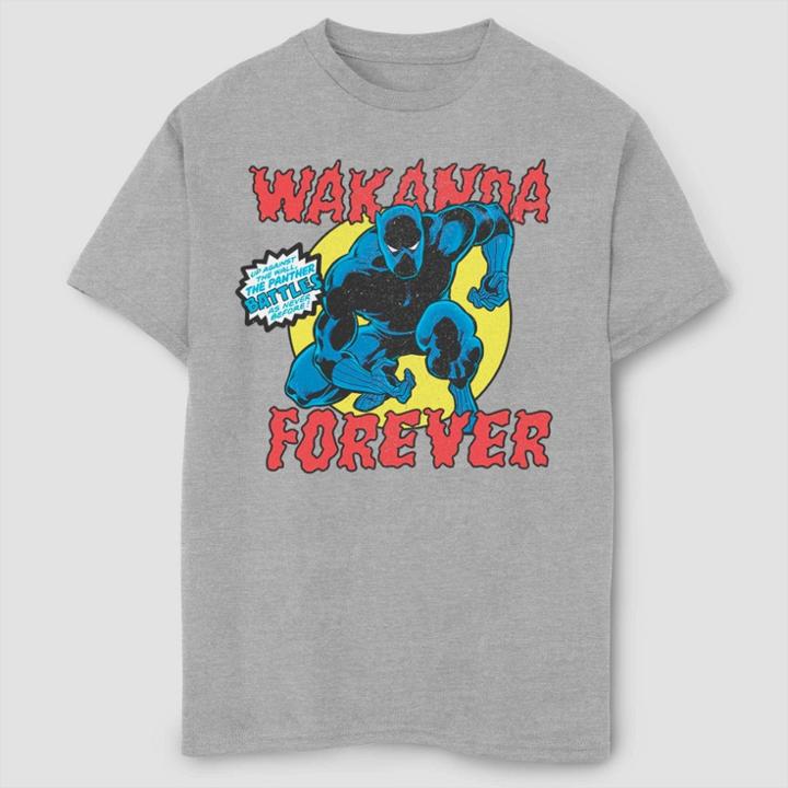 Boys' Marvel Black Panther Battles Short Sleeve T-shirt - Athletic Heather