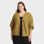 Women's Plus Size Button-front Cardigan - A New Day Green