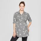 Maternity Striped Peplum Hem Woven Shirt - Isabel Maternity By Ingrid & Isabel Cream L, Women's, Beige