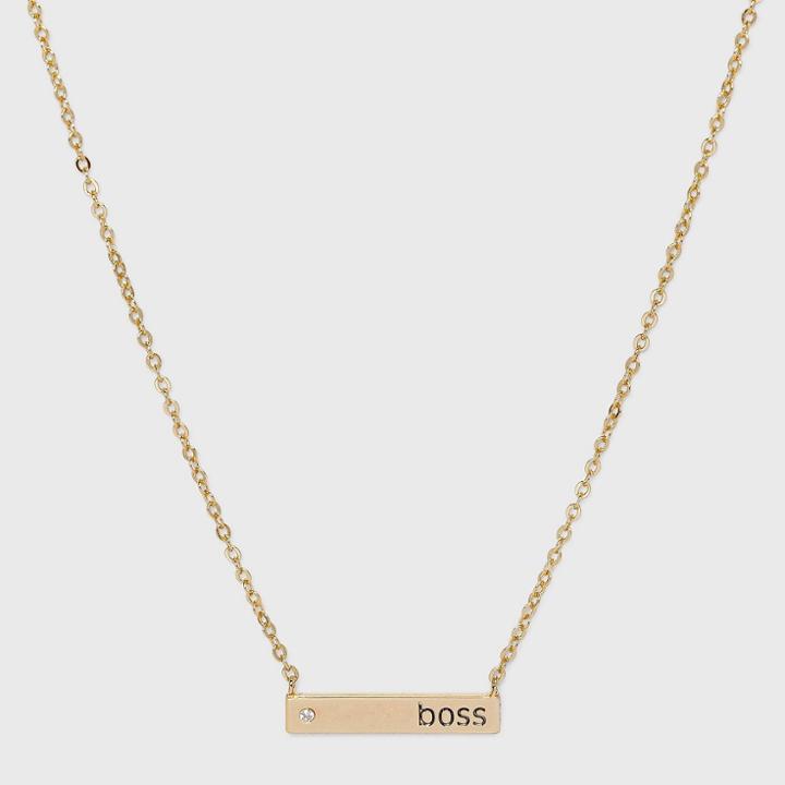 Beloved + Inspired Gold Dipped Silver Plated Necklace Bar - Boss