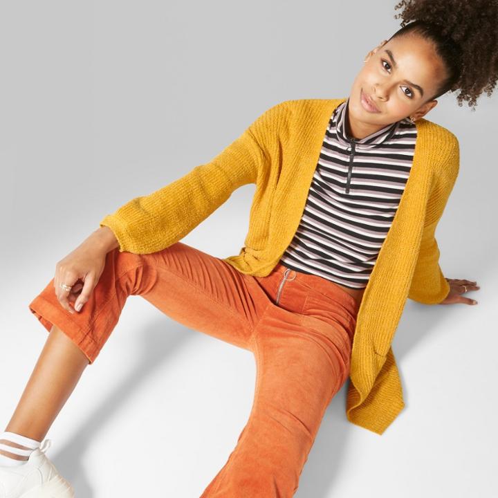 Women's Long Sleeve Open Cardigan - Wild Fable Butterscotch