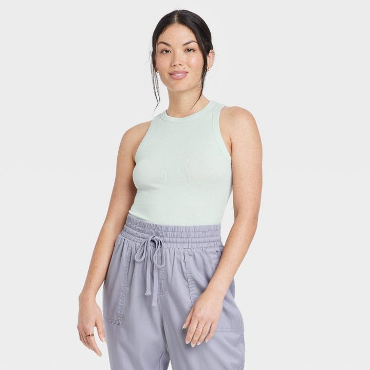 Women's Ribbed Tank Top - A New Day Gray