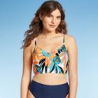 Women's V-neck Tank Bikini Top - Sea Angel White Tropical Print