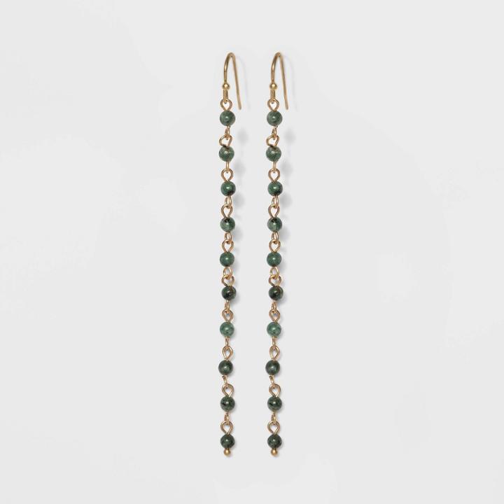 Brass Semi Jade Drop Earrings - Universal Thread Green/gold,