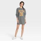 Grayson Threads Women's Boo Crew Long Sleeve Graphic Sweatshirt Dress - Gray