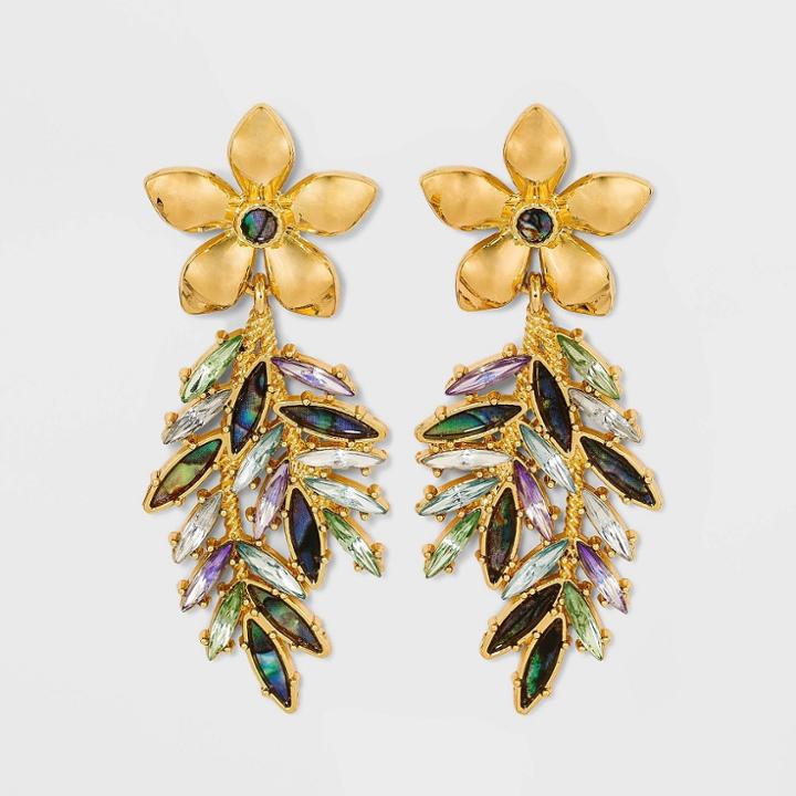 Sugarfix By Baublebar Crystal Flower Vine Drop Earrings - Gold