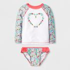 Toddler Girls' Long Sleeve Raglan Rash Guard Set - Cat & Jack White