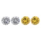 Journee Collection 1 1/2 Ct. T.w. Round-cut Cz Prong Set Stud Earrings Set In Sterling Silver - Yellow/white, Girl's