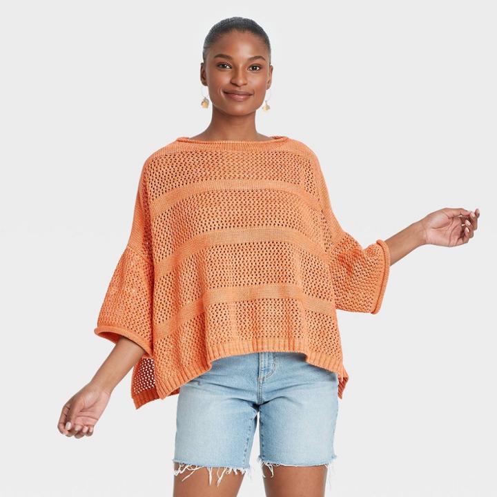 Women's Knit Poncho - Universal Thread Tan
