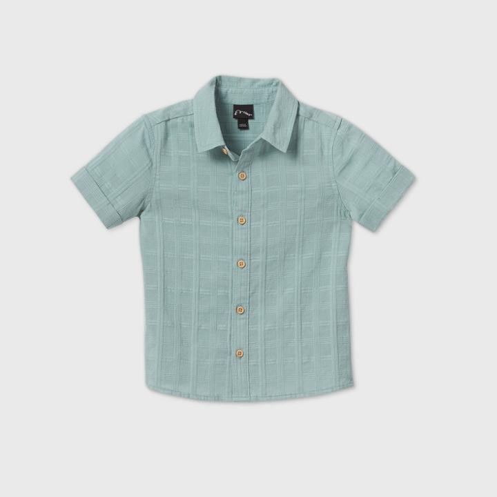 Petitetoddler Boys' Short Sleeve Woven Texture Button-down Shirt - Art Class Green