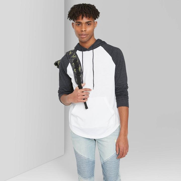 Men's Regular Fit Long Sleeve Hooded T-shirt - Original Use Charcoal Xs,