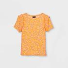 Toddler Girls' Rib Ruffle Short Sleeve T-shirt - Art Class Peach