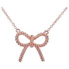 Prime Art & Jewel 14k Rose Gold Plated Sterling Silver Bow Necklace,