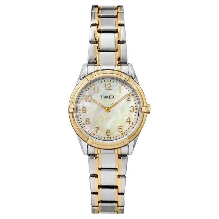 Women's Timex Watch - Two Tone/mother Of Pearl Tw2p76100jt, Gold