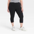 Women's Plus Size Cotton Capri Leggings - Xhilaration Black