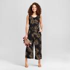 Women's Printed Sleeveless Jumpsuit - A New Day Black
