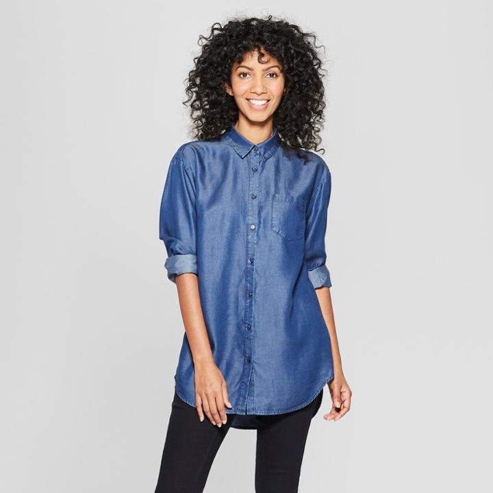 Women's Long Sleeve Any Day Tunic - A New Day Indigo