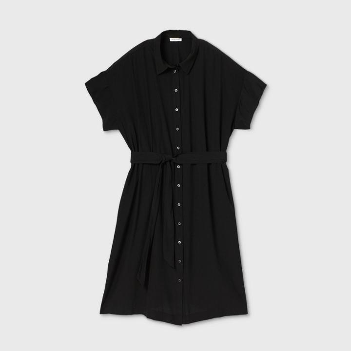Women's Plus Size Short Sleeve Shirtdress - Prologue Black 1x, Women's,