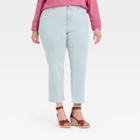 Women's Plus Size High-rise Slim Straight Fit Cropped Jeans - Universal Thread Light Wash 14w,