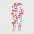 Lamaze Toddler Girls' Organic Cotton Snug Fit Footed Pajama Romper - White