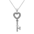 Target Silver Plated Cubic Zirconia Key Pendant