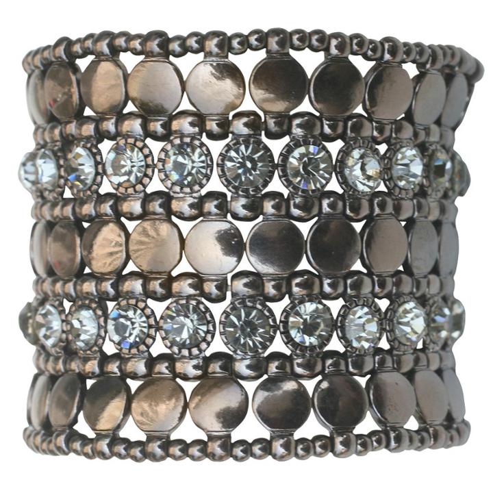 Zirconmania Zirconite Multi-strand Bracelet With Bezel Crystals - Black