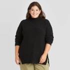 Women's Plus Size Mock Turtleneck Tunic Pullover Sweater - A New Day Black