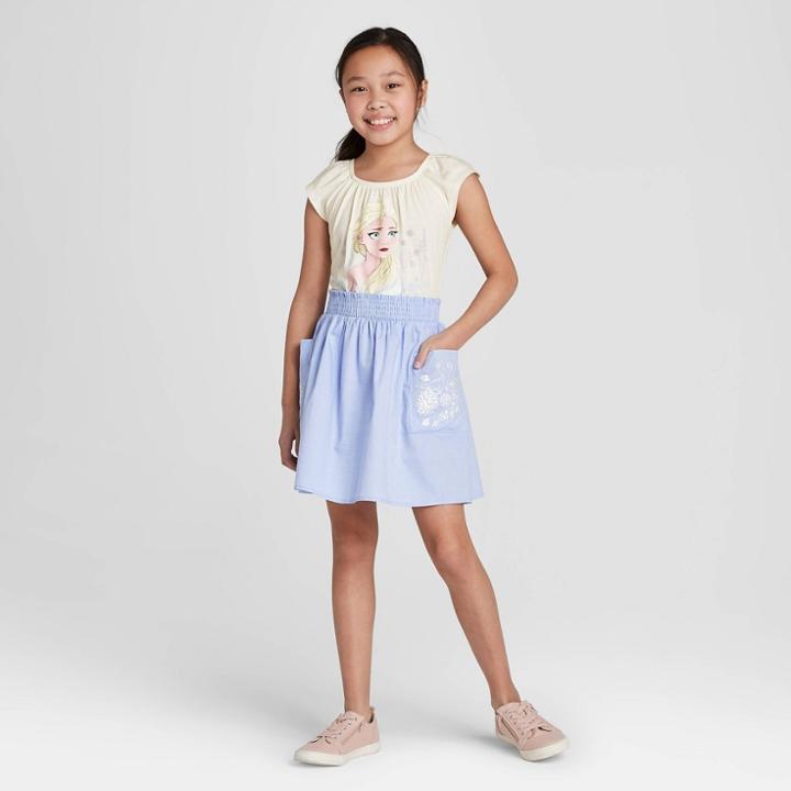 Frozen Girls' Disney Elsa Courage Dress - White/blue Xs, Girl's, Beige