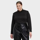 Women's Plus Size Ruffle Long Sleeve Top - Who What Wear Black