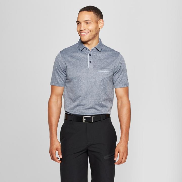 Men's Heather Golf Polo Shirt With Pocket - C9 Champion Navy Heather
