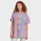 Jerry Leigh Women's Hype House Repeat Short Sleeve Graphic T-shirt - Purple