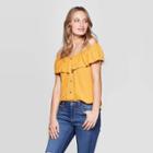 Women's Sleeveless Off The Shoulder Button Front Blouse - Universal Thread Yellow