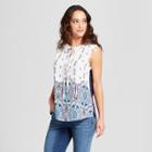 Zac & Rachel Women's Sleeveless Printed Knit Back Shell - Zac And Rachel - White/blue