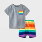 Toddler Boys' 2pc Rainbow French Terry Short Sleeve T-shirt And Shorts Set - Cat & Jack Rainbow
