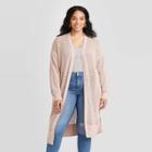 Women's Plus Size Long Sleeve Open Stitch Cardigan - Universal Thread Pink 1x, Women's,