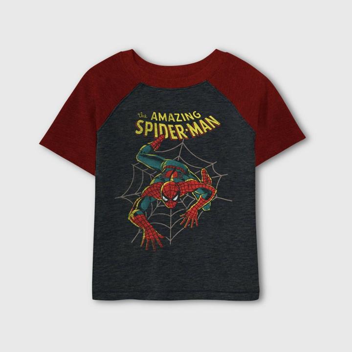 Marvel Toddler Boys' Spider-man Short Sleeve Raglan T-shirt - Black