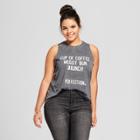 Women's Plus Size Cup Of Coffee, Messy Bun, Brunch, Perfection Destructed Tank Top - Grayson Threads (juniors) Gray