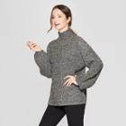 Women's Long Bishop Sleeve Shaker Stitch Tunic Sweater - Prologue Black