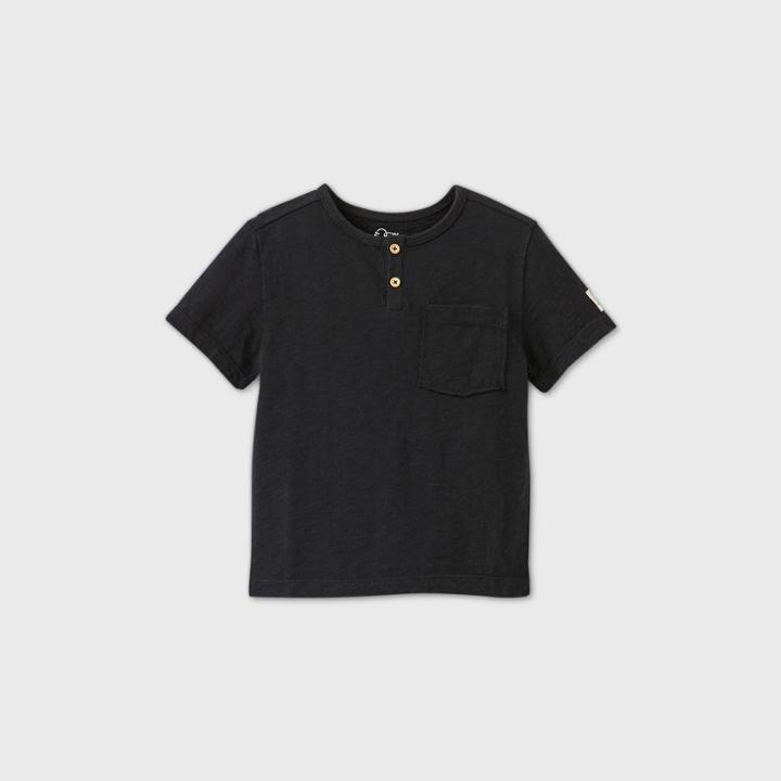 Toddler Boys' Short Sleeve Henley Shirt - Art Class Black