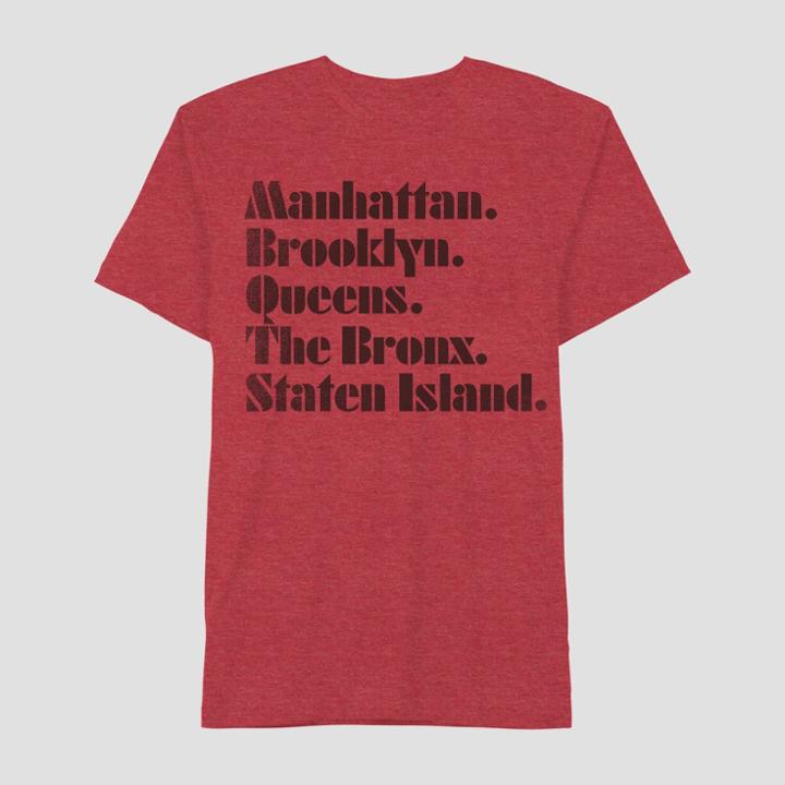 Petitemen's Short Sleeve Manhattan, Brooklyn, Queens, Bronx, Staten Island Graphic T-shirt - Awake Red
