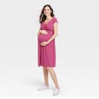 Short Sleeve Nursing Maternity Dress - Isabel Maternity By Ingrid & Isabel Berry Pink