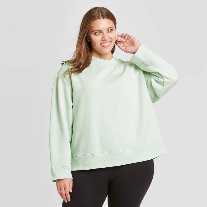 Women's Plus Size Fleece Sweatshirt - A New Day Aqua