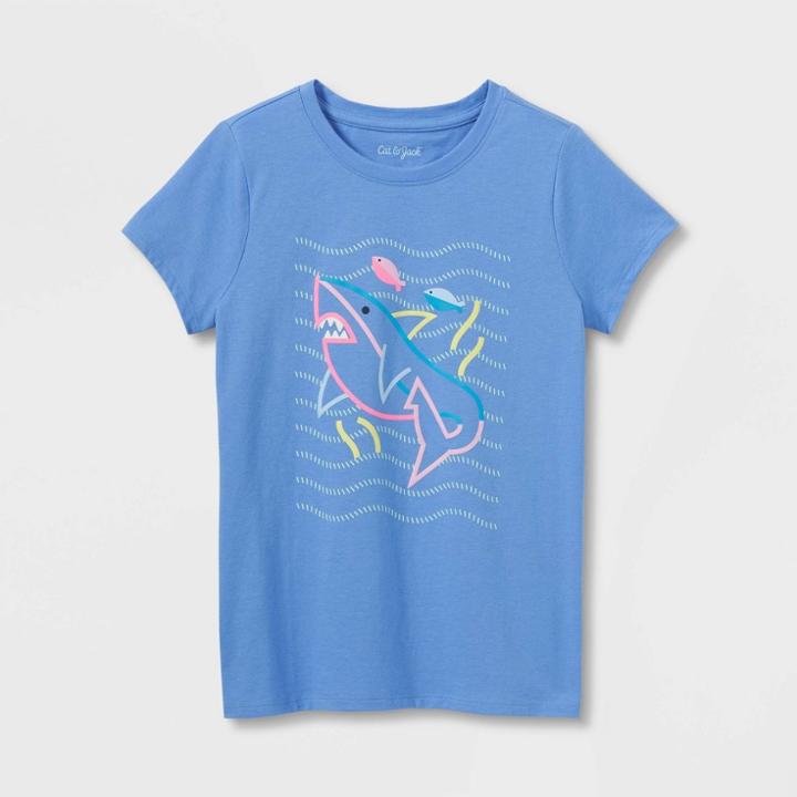 Girls' Shark Short Sleeve Graphic T-shirt- Cat & Jack Periwinkle Blue