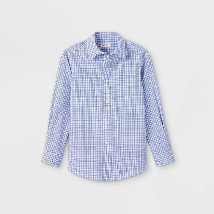 Boys' Button-down Suiting Long Sleeve Shirt - Cat & Jack Blue/white/navy