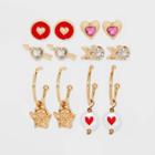 Girls' 6pk Heart And Cherub Earring Set - Art Class , Gold/grey/nickel