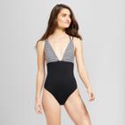 Sunn Lab Swim Sunn Lab Women's Plunge Strappy Back Cheeky One Piece Swimsuit - Black/white