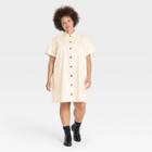 Women's Plus Size Short Sleeve Button-up Trapeze Dress - Who What Wear Cream