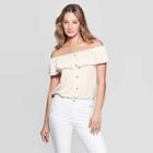 Women's Sleeveless Off The Shoulder Button Front Blouse - Universal Thread White