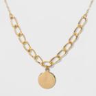 Linked Chain & Smooth Coin Short Necklace - A New Day Gold
